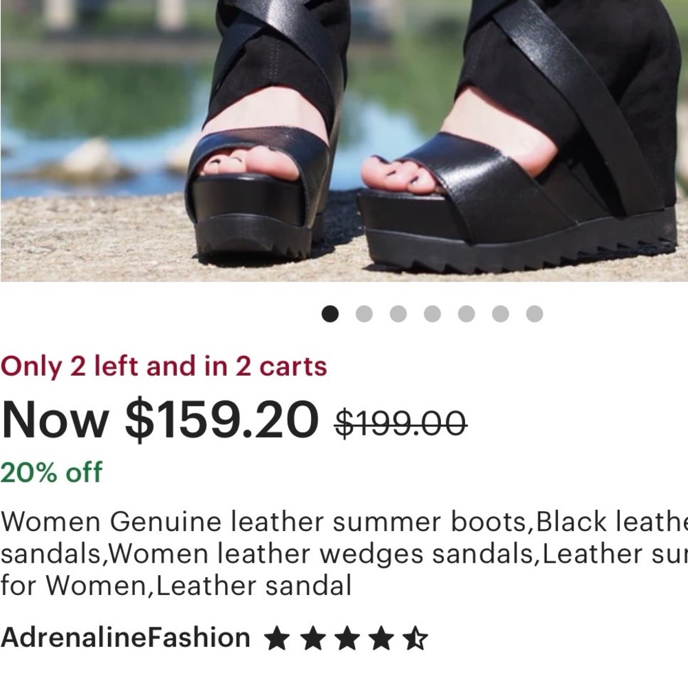 Women Geniune leather wedge sandals size 38